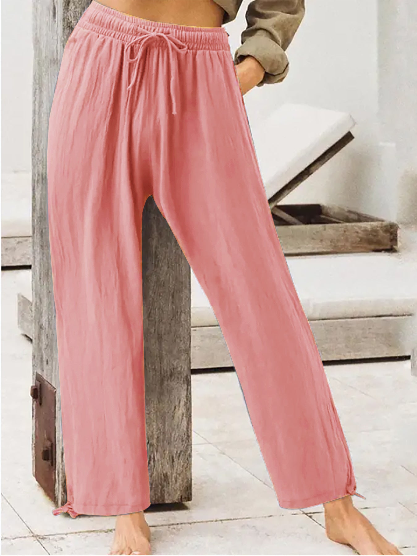 Trendsi Full Size Casual Drawstring Wide-Leg Pants Plus Size - Pants