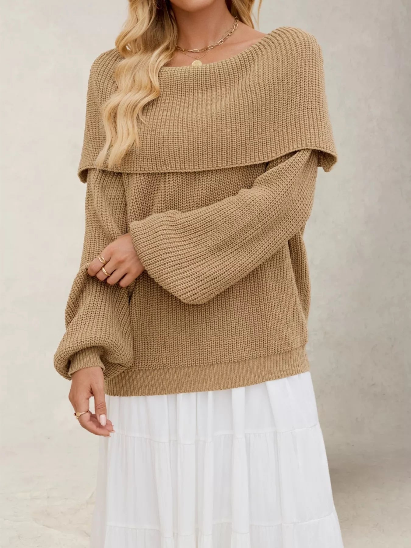 Trendsi Off-Shoulder Long Sleeve Sweater -