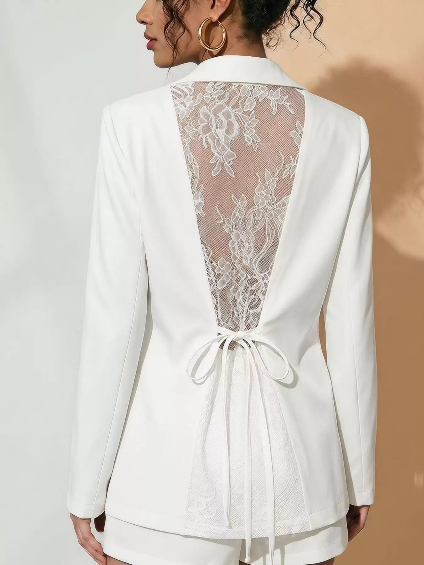Trendsi Lace-Back One Button Blazer -