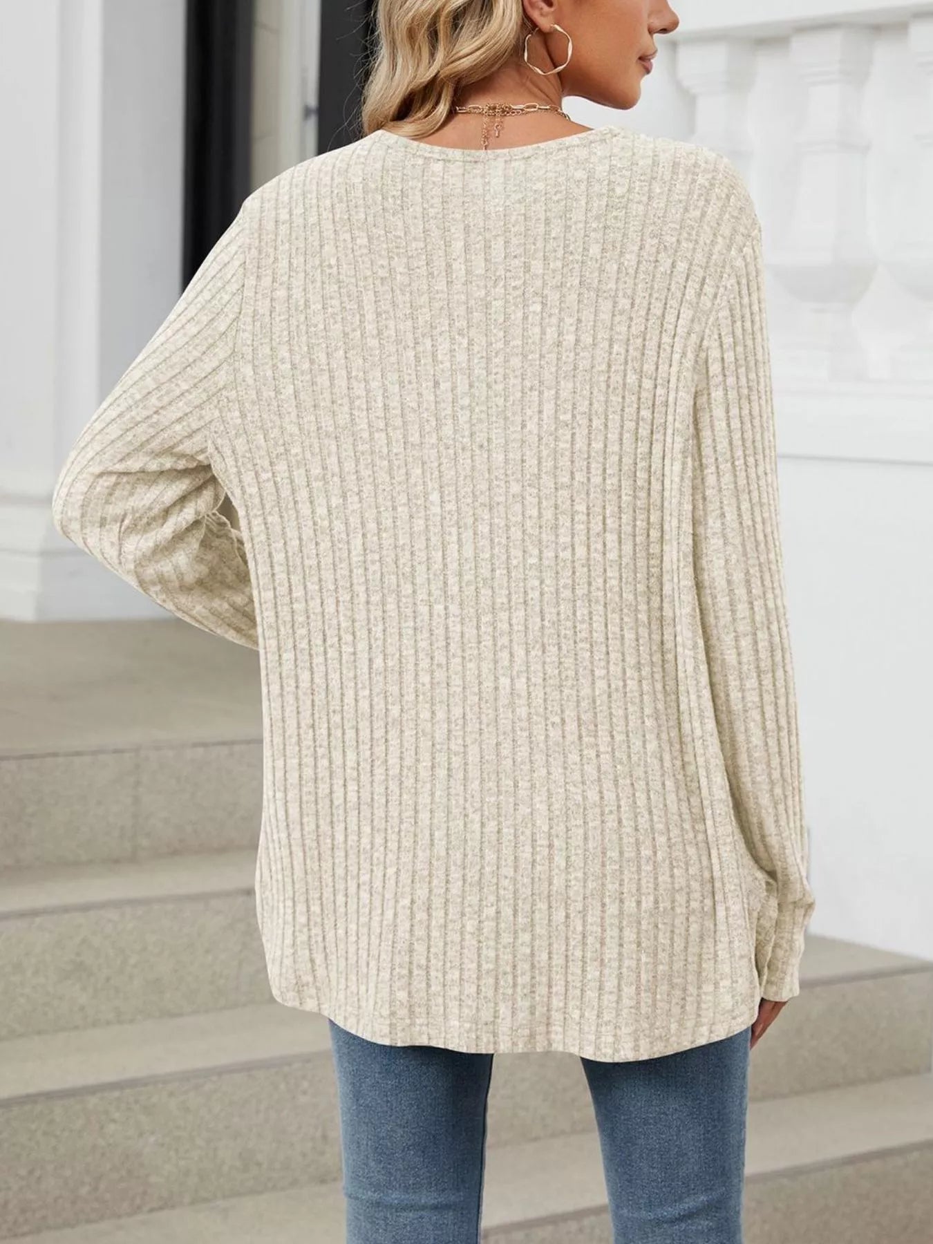 Trendsi Ribbed Button-Up Cardigan -