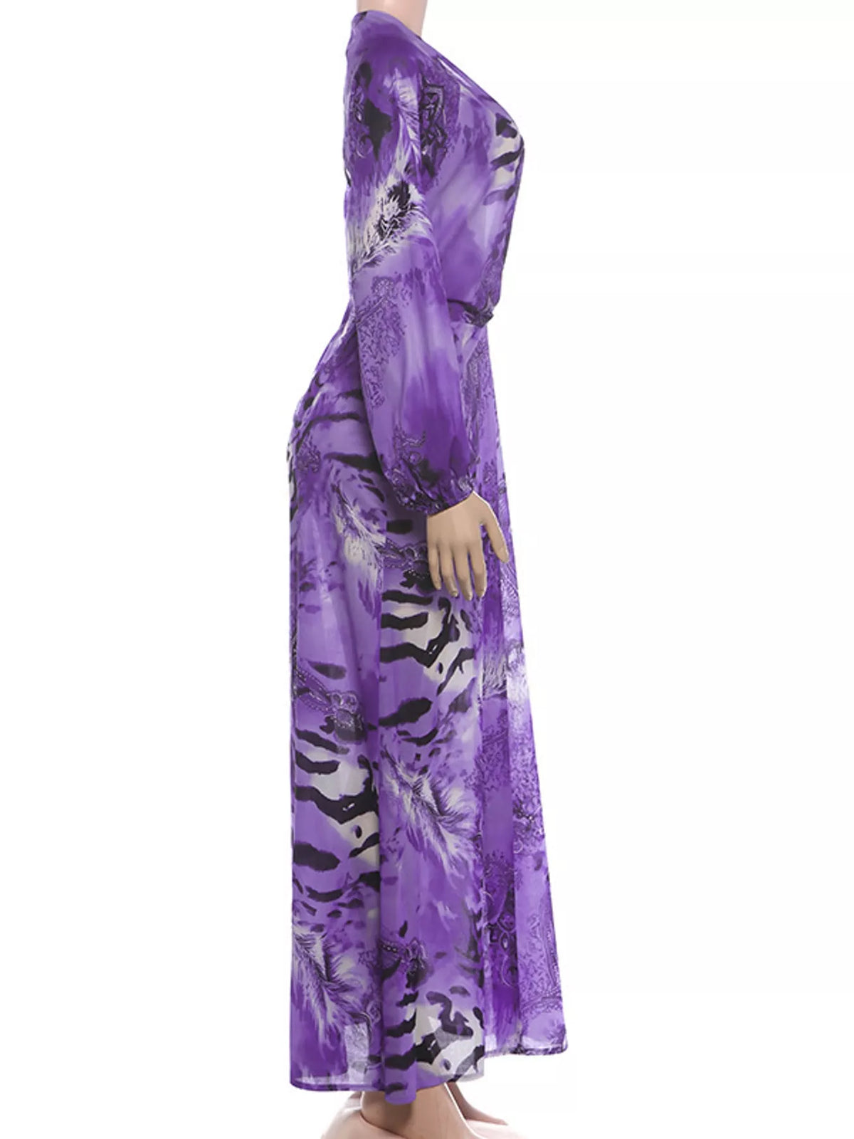 Printed maxi dress, purple mannequin side