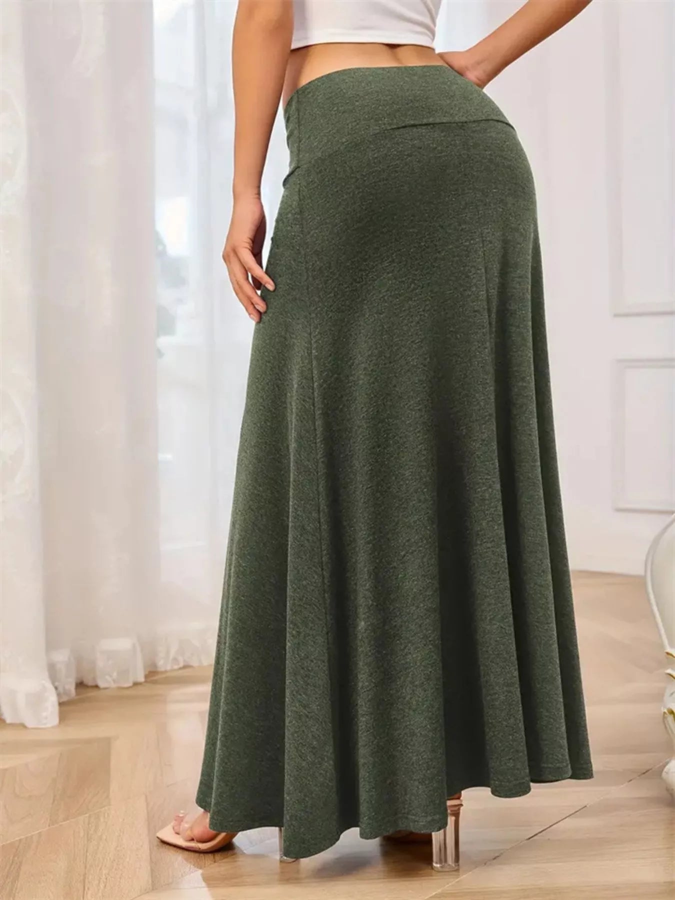 Trendsi Flowy Maxi Skirt with Wide Waistband -