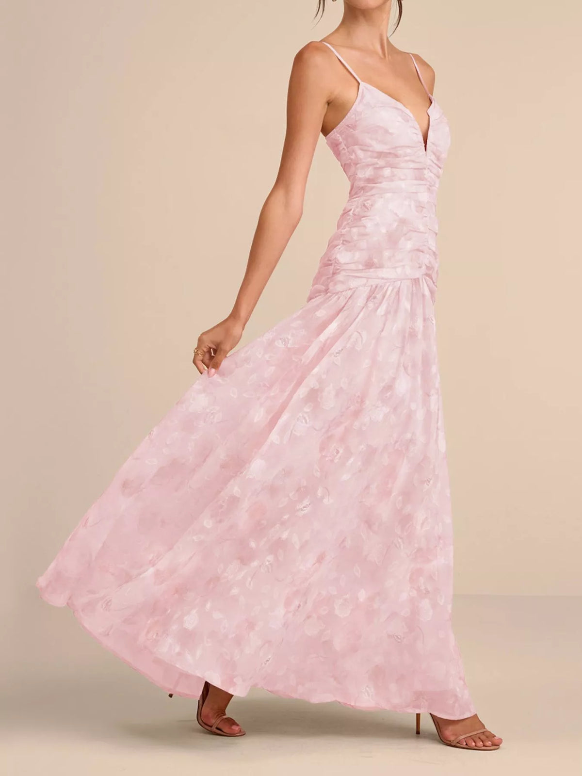 Trendsi Ruched Spaghetti Strap Maxi Dress -