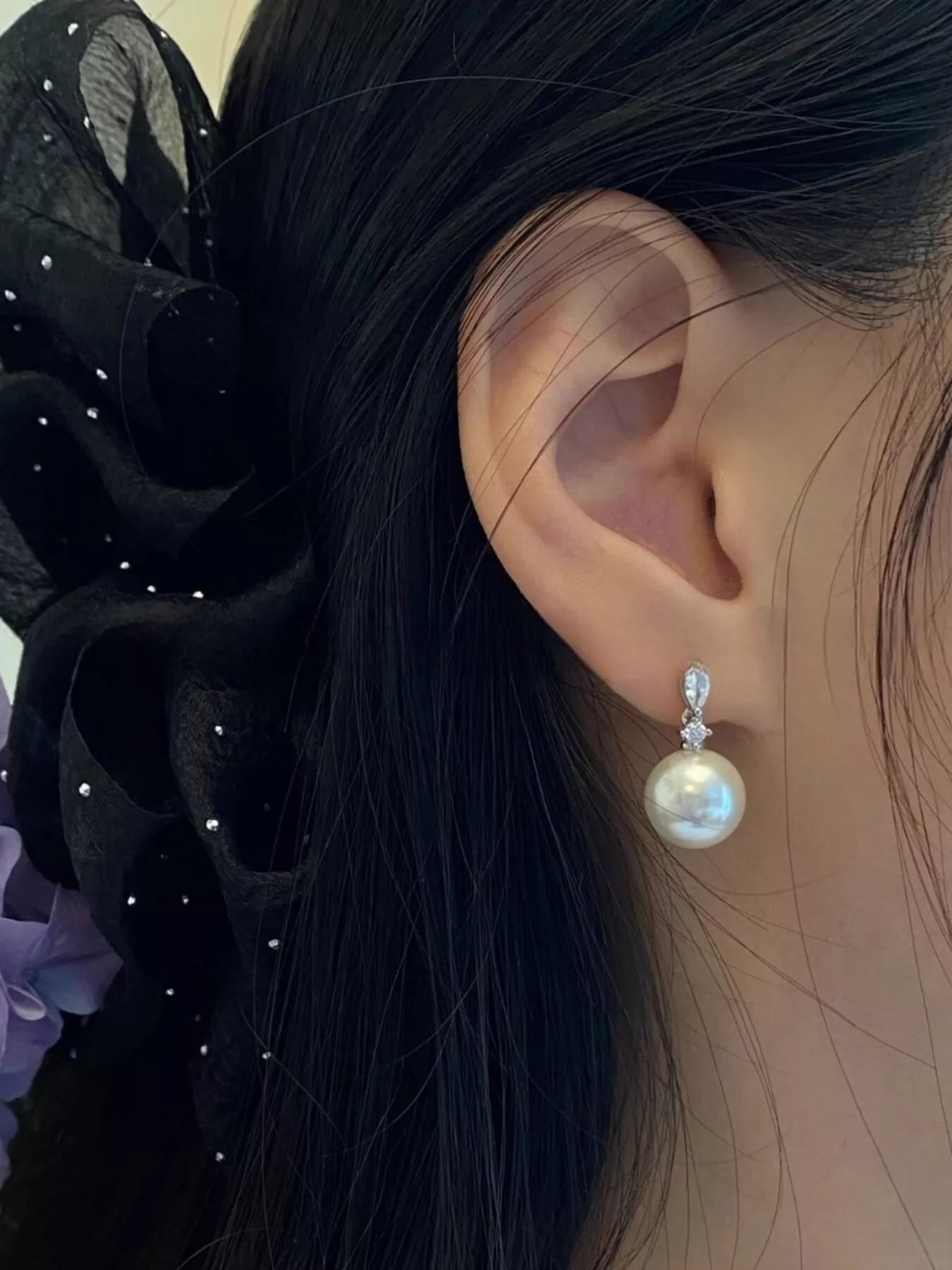 Trendsi Zircon Pearl Drop Earrings -