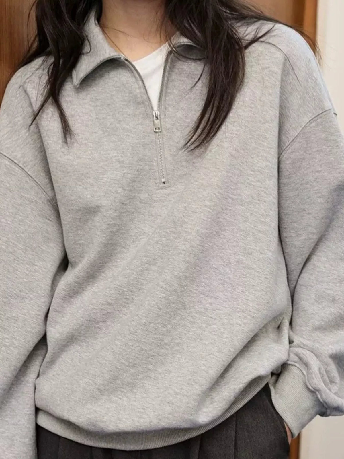 Quarter-Zip Long Sleeve Sweatshirt — front view