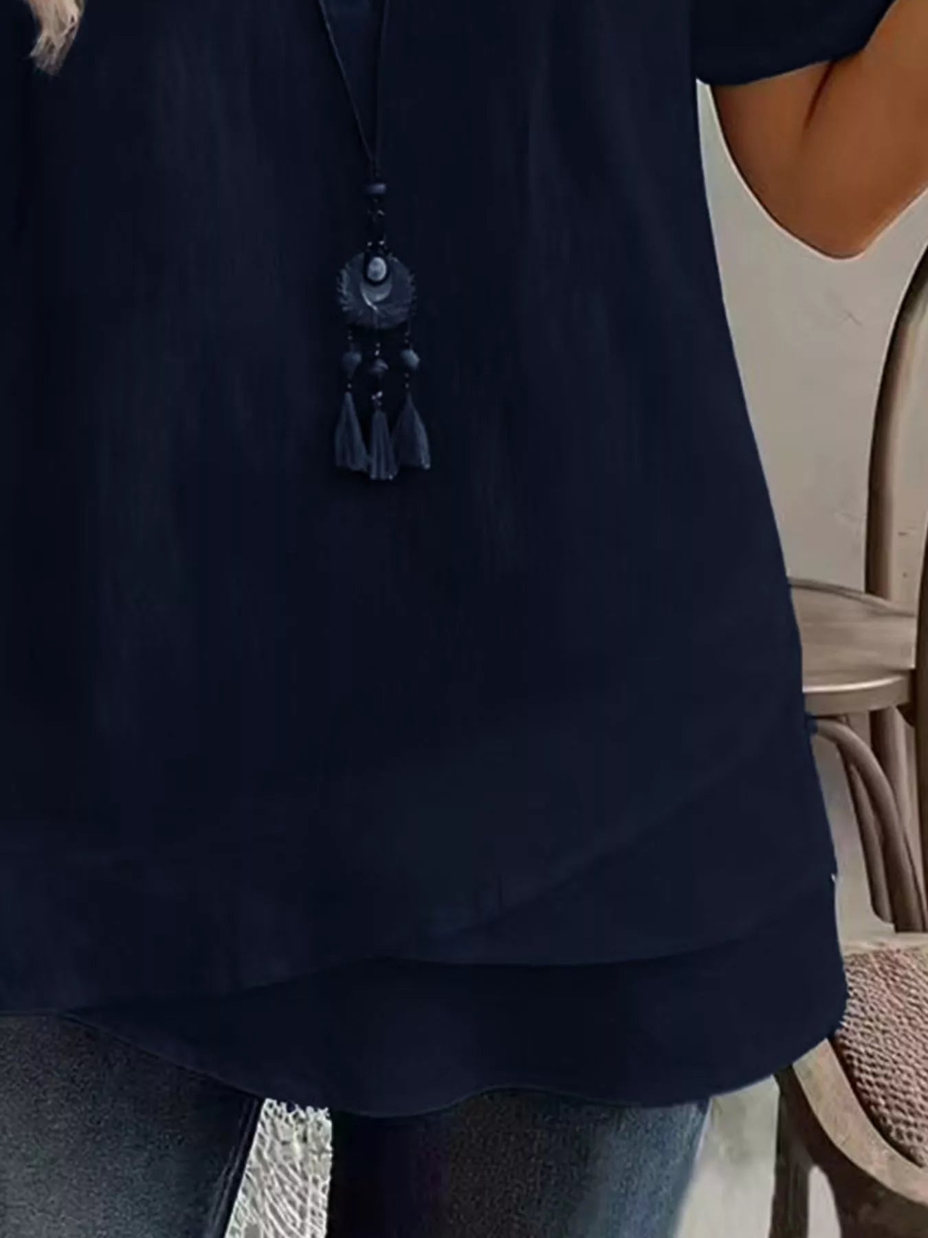 Trendsi Notched Short Sleeve Blouse -