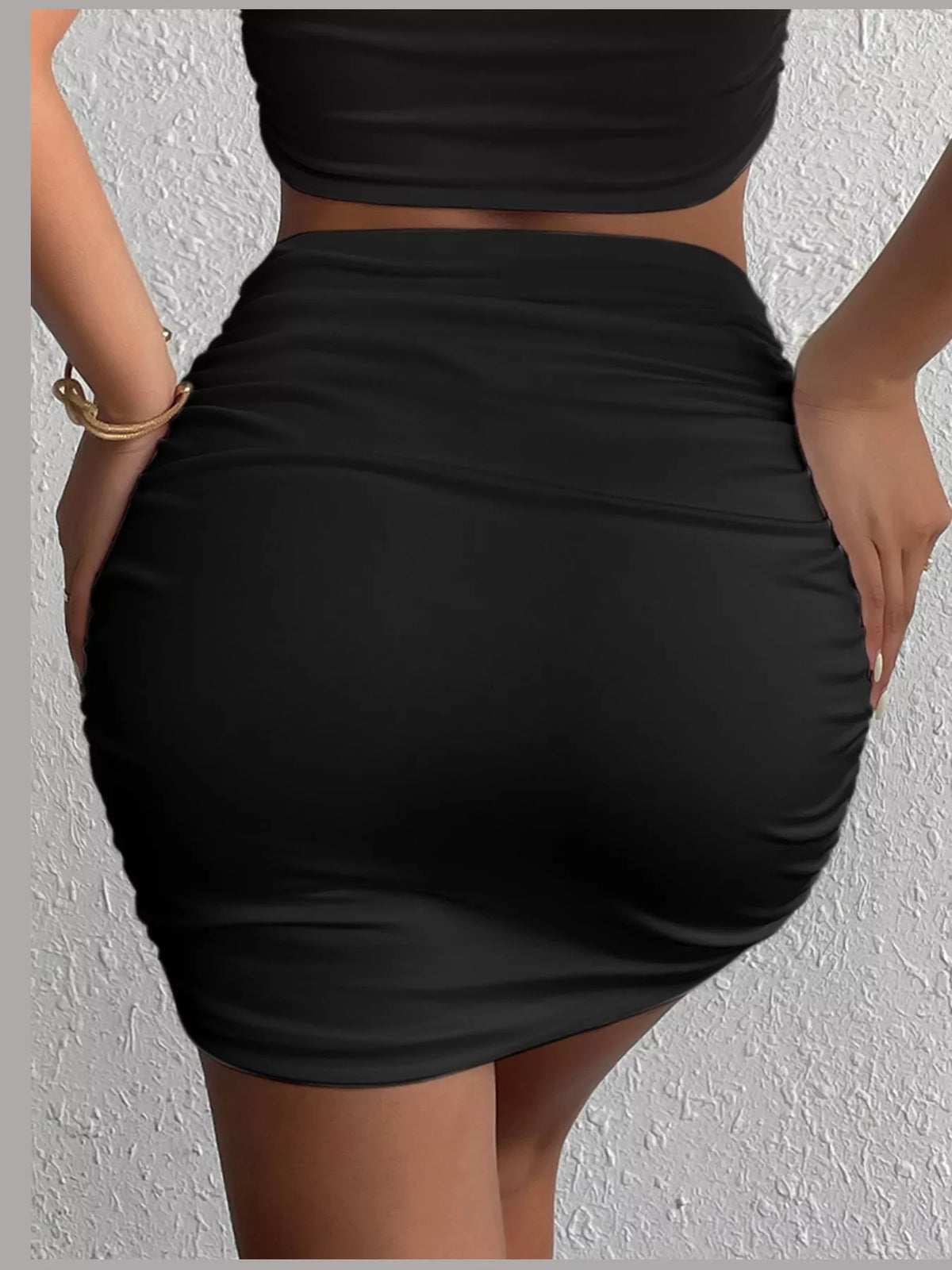 Ruched Bodycon Mini Skirt — back view