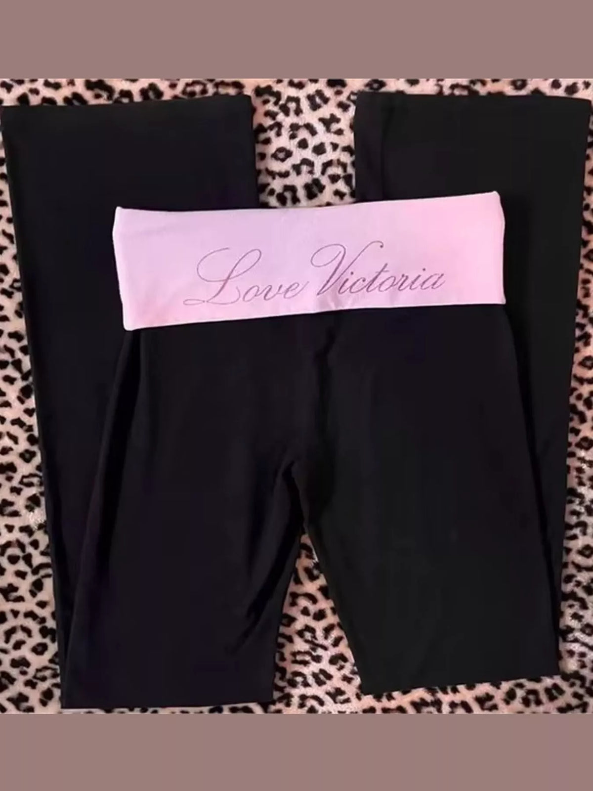 Pink 1 fold-over waist flared pants