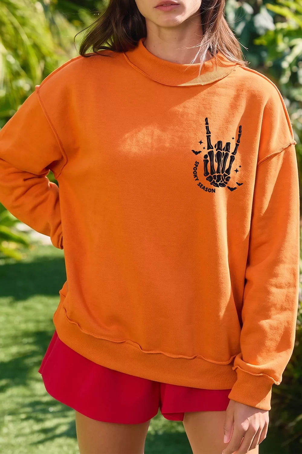 Trendsi Spooky Season Mock Neck Reversible Halloween Sweatshirt -