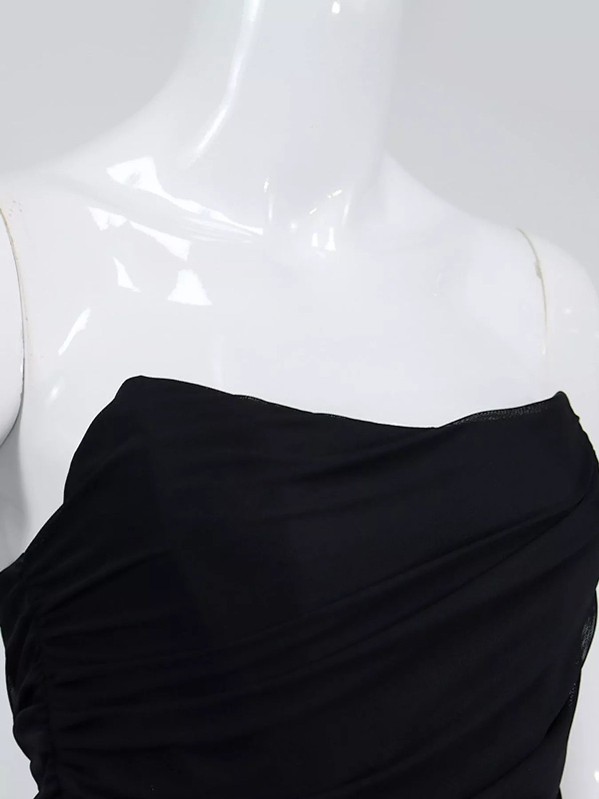 Corset Style Ruched Tube Top in black