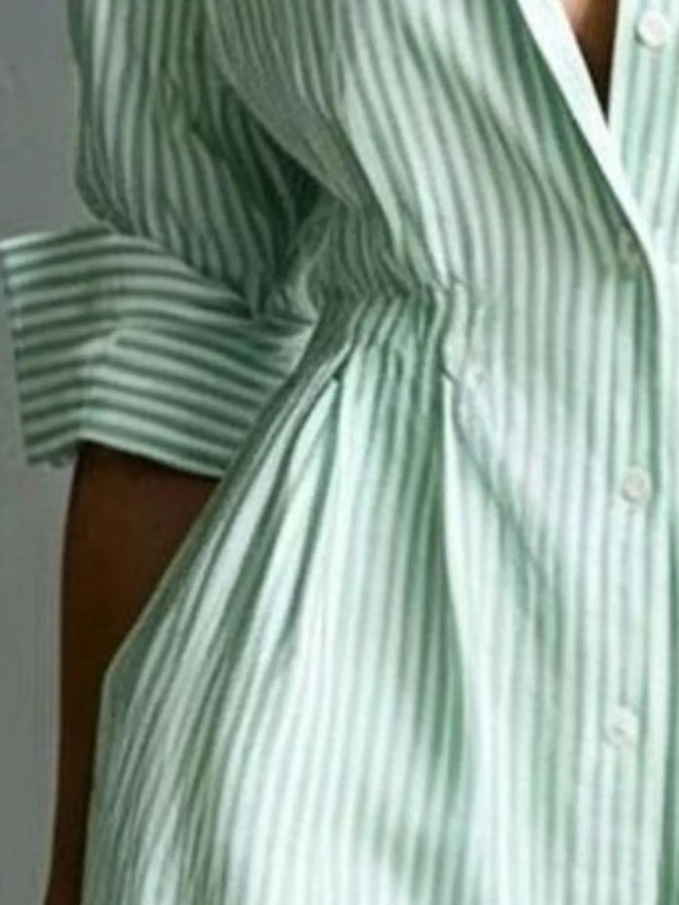 Trendsi Striped Button-Down Shirt Dress with Contrast Hem -