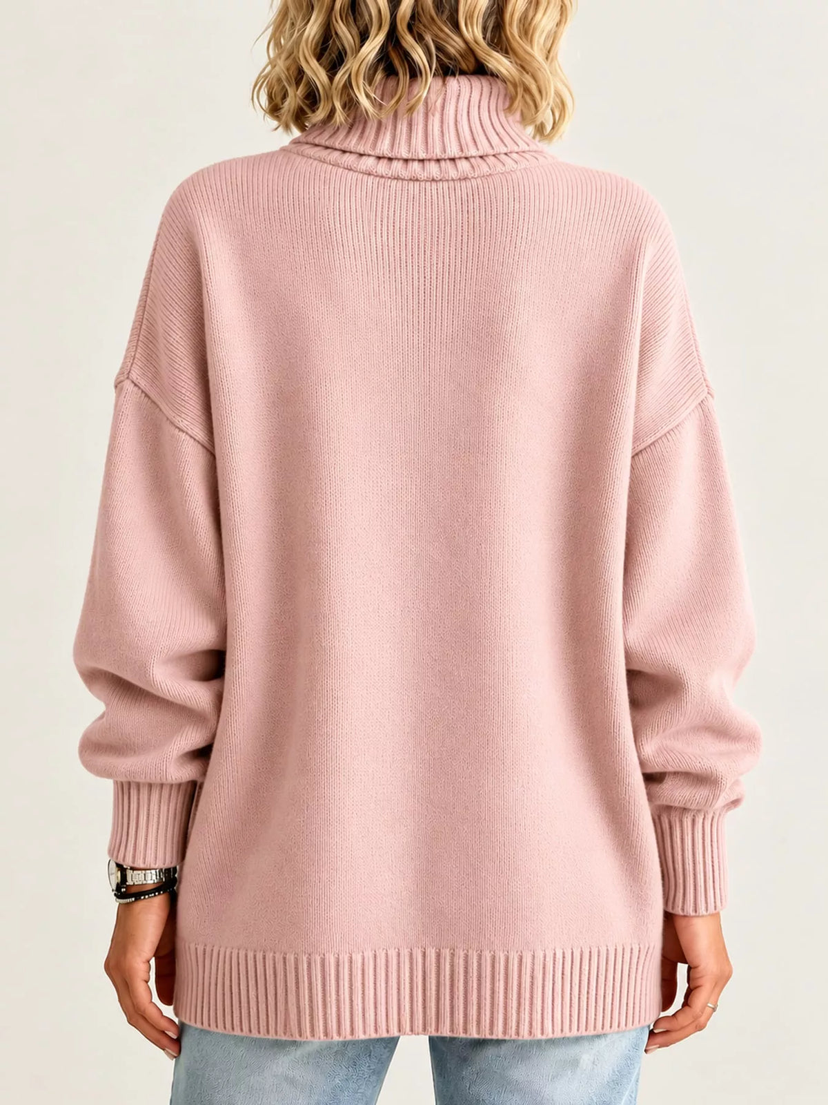 Oversized Turtleneck Pullover Sweater — back view
