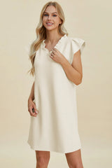 Trendsi Double Take Full Size Ruffled V-Neck Cap Sleeve Dress -