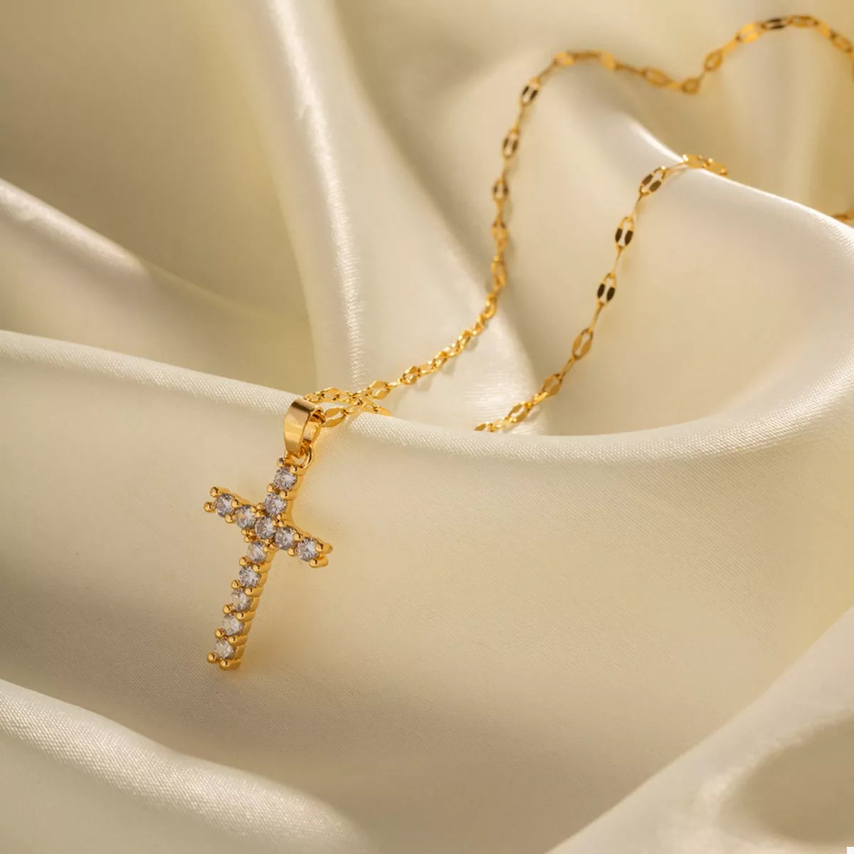 Trendsi 18K Gold-Plated Cross Pendant Necklace -