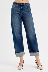 Trendsi RISEN Slouchy Crop Barrel Cuffed Jeans -