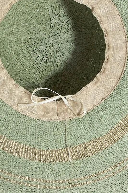 Women's Floppy Sun Hat With Metallic Accent Trim Paper Polyester — product view 3