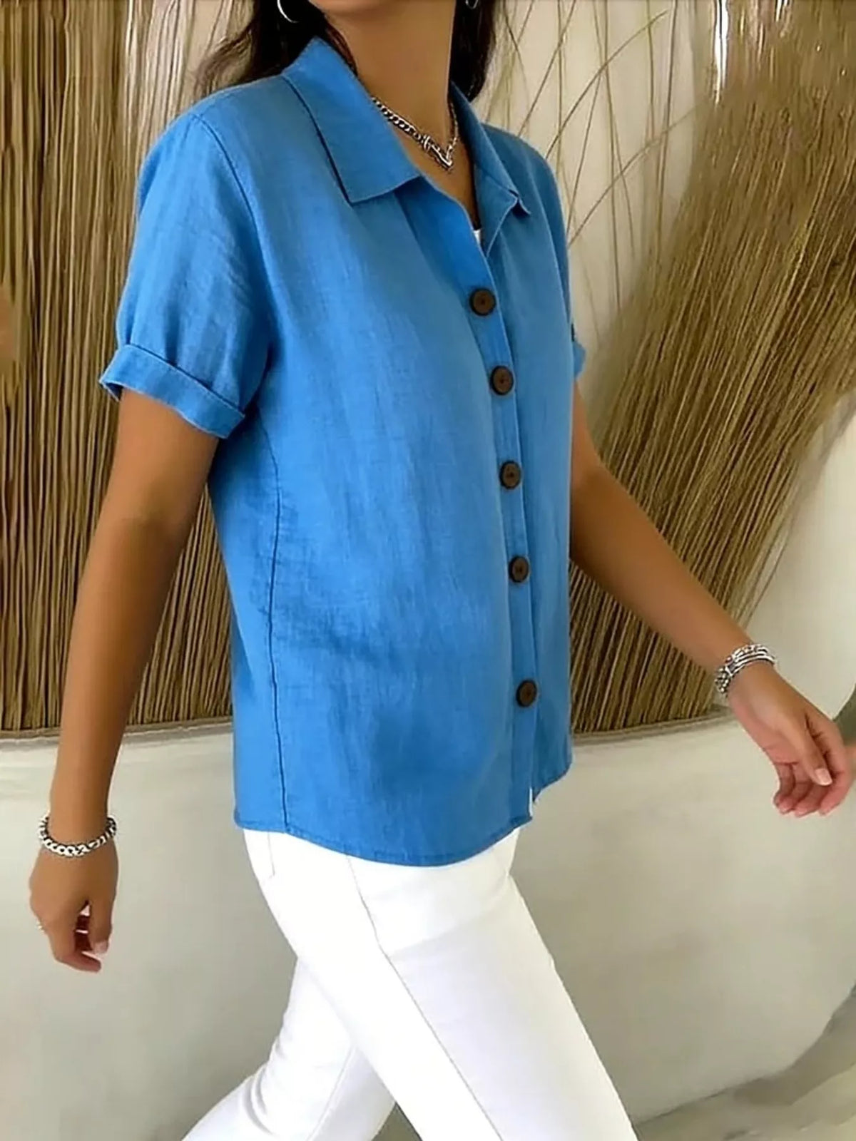 Trendsi Full Size Button-Down Short Sleeve Shirt Plus Size -