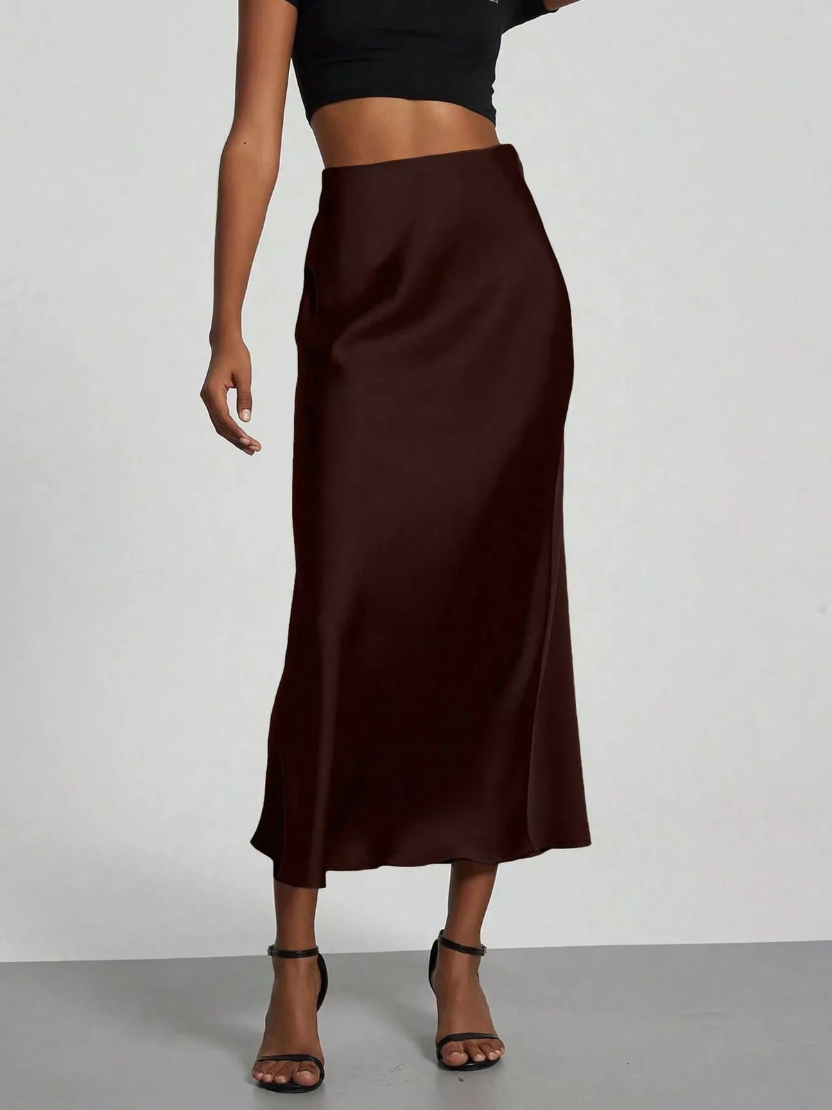 Trendsi Satin Midi Skirt -