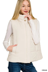 Trendsi Zenana High Neck Zip-Up Vest Coat -