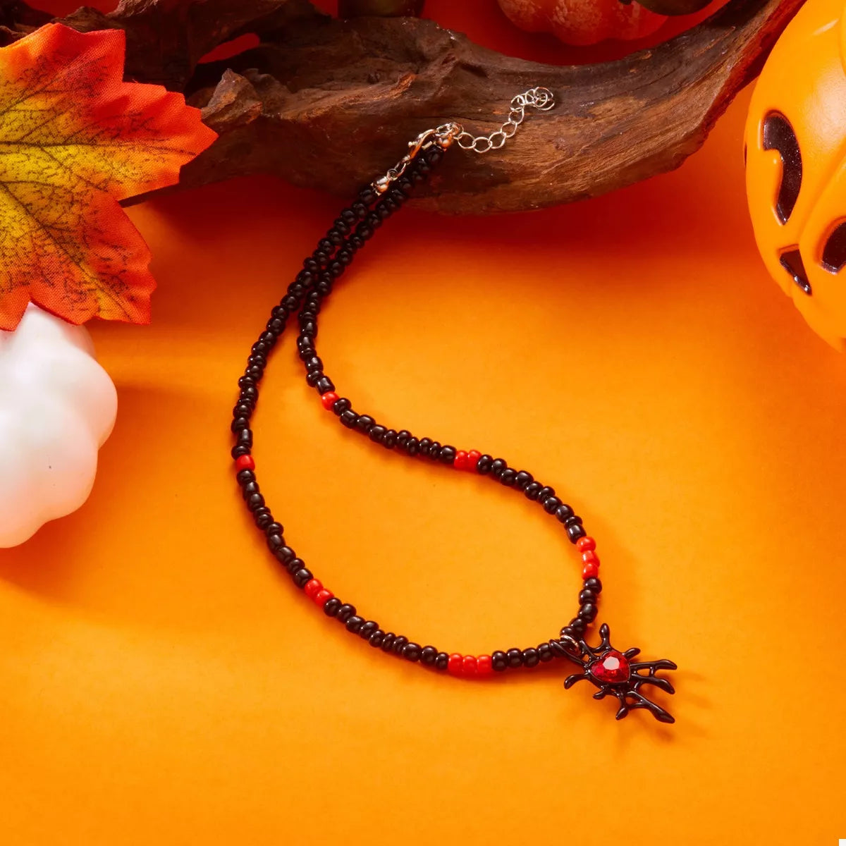 Trendsi Halloween Spider Web Beaded Necklace -