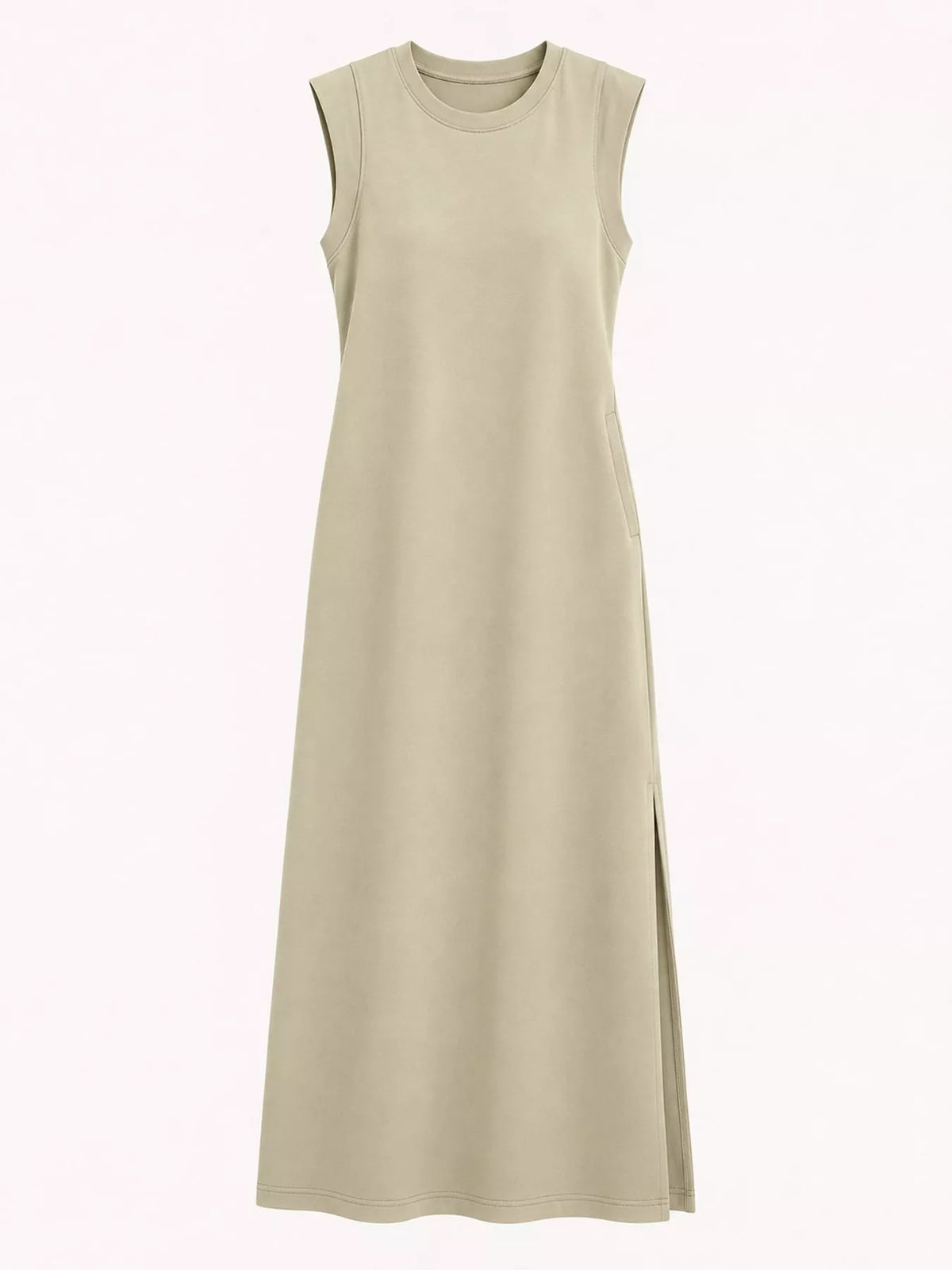 Round neck sleeveless maxi dress, product view
