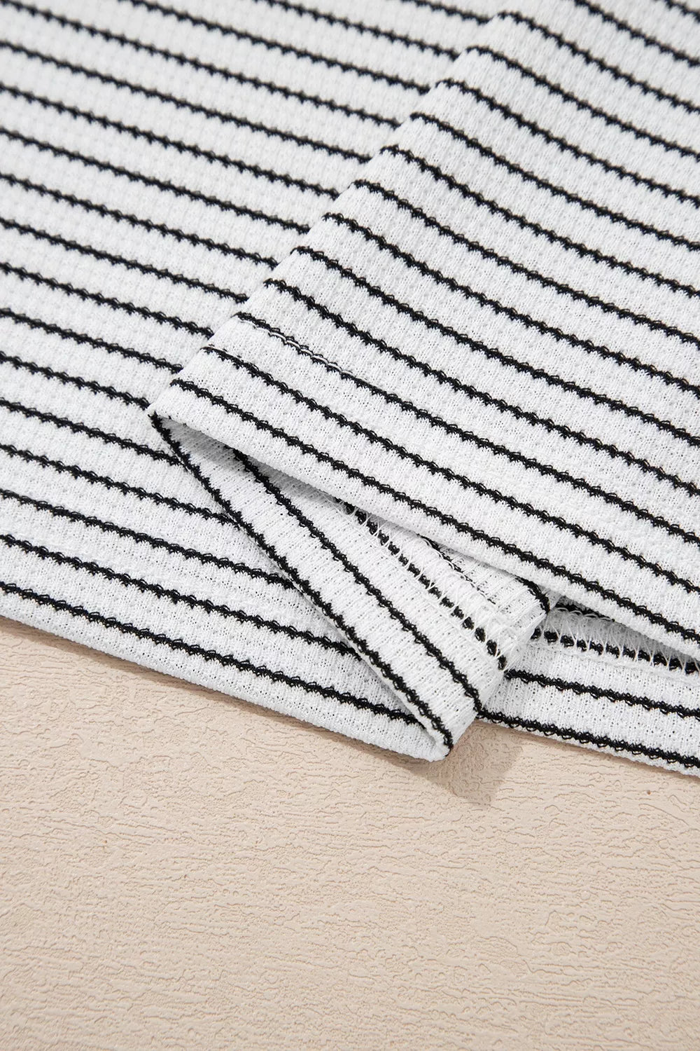 Trendsi Stripe Contrasted Ruffle Trim Loose Long Sleeve Top -