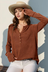 Trendsi Double Take Full Size Notched Thumbhole Long Sleeve T-Shirt -