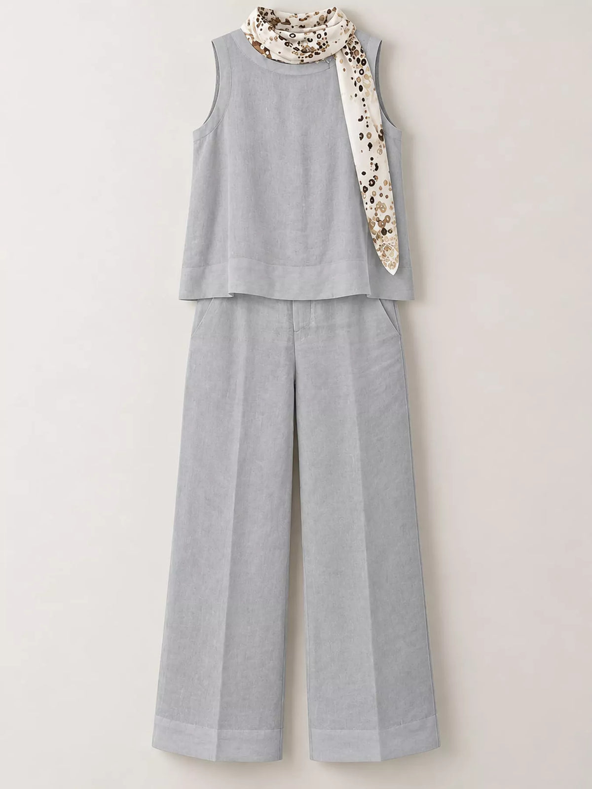 Sleeveless Top and Wide-Leg Pants Set — garment front