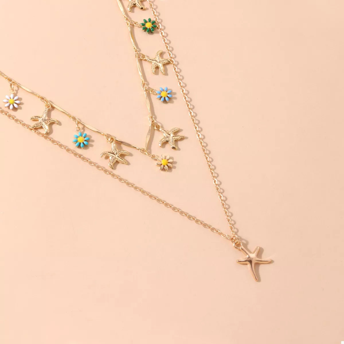 Trendsi Starfish Charm Double Layered Necklace -