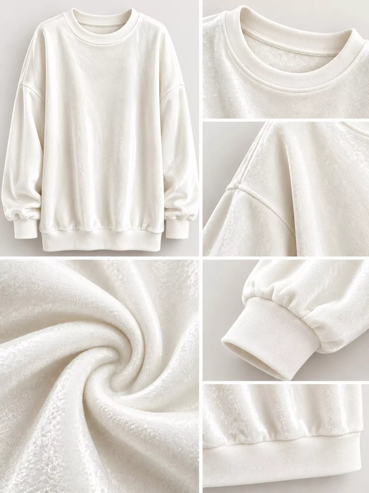 Crew-neck sweatshirt, ivory detail collage