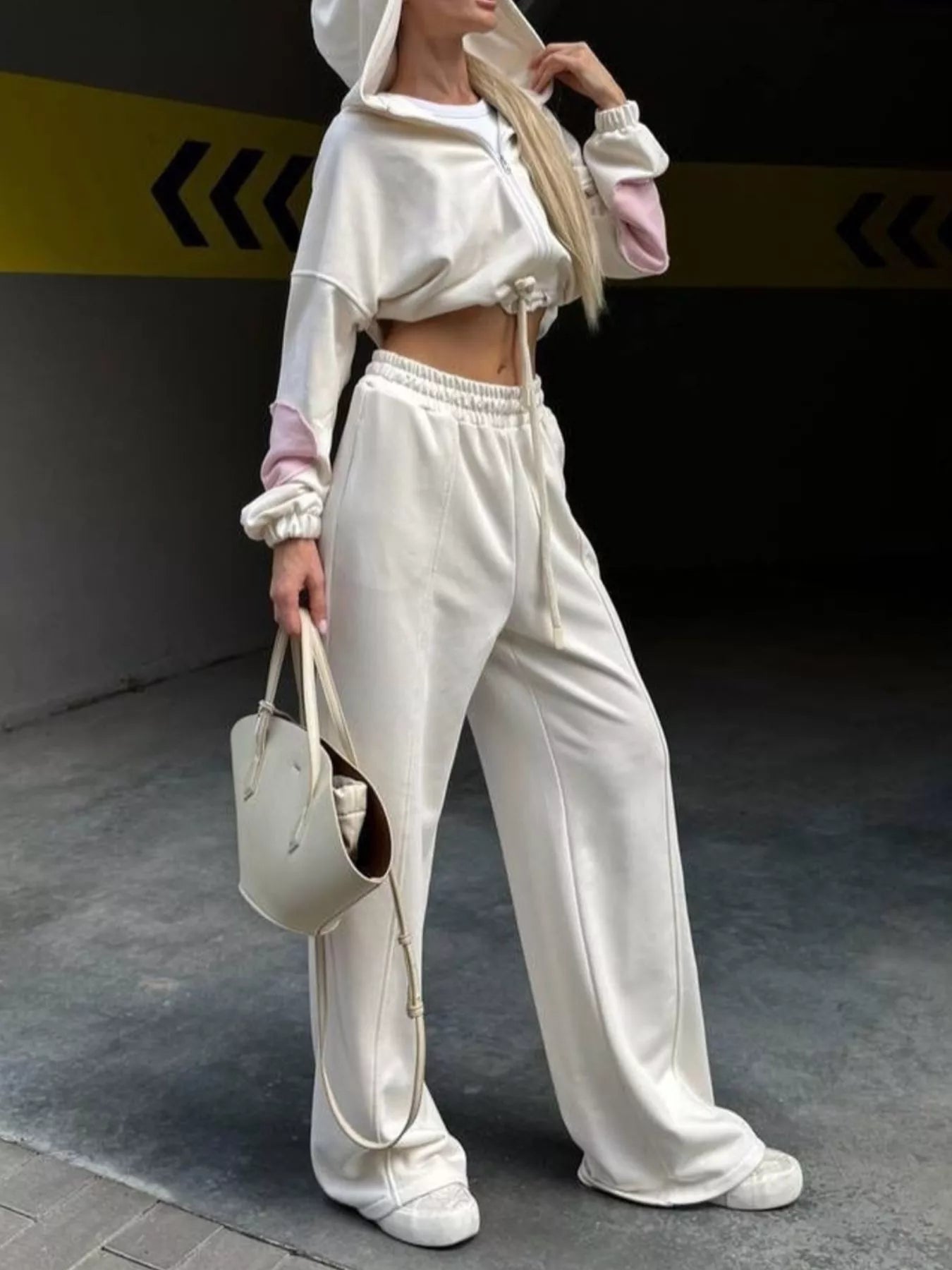 Trendsi Zip Up Hoodie and Wide-Leg Pants Set -
