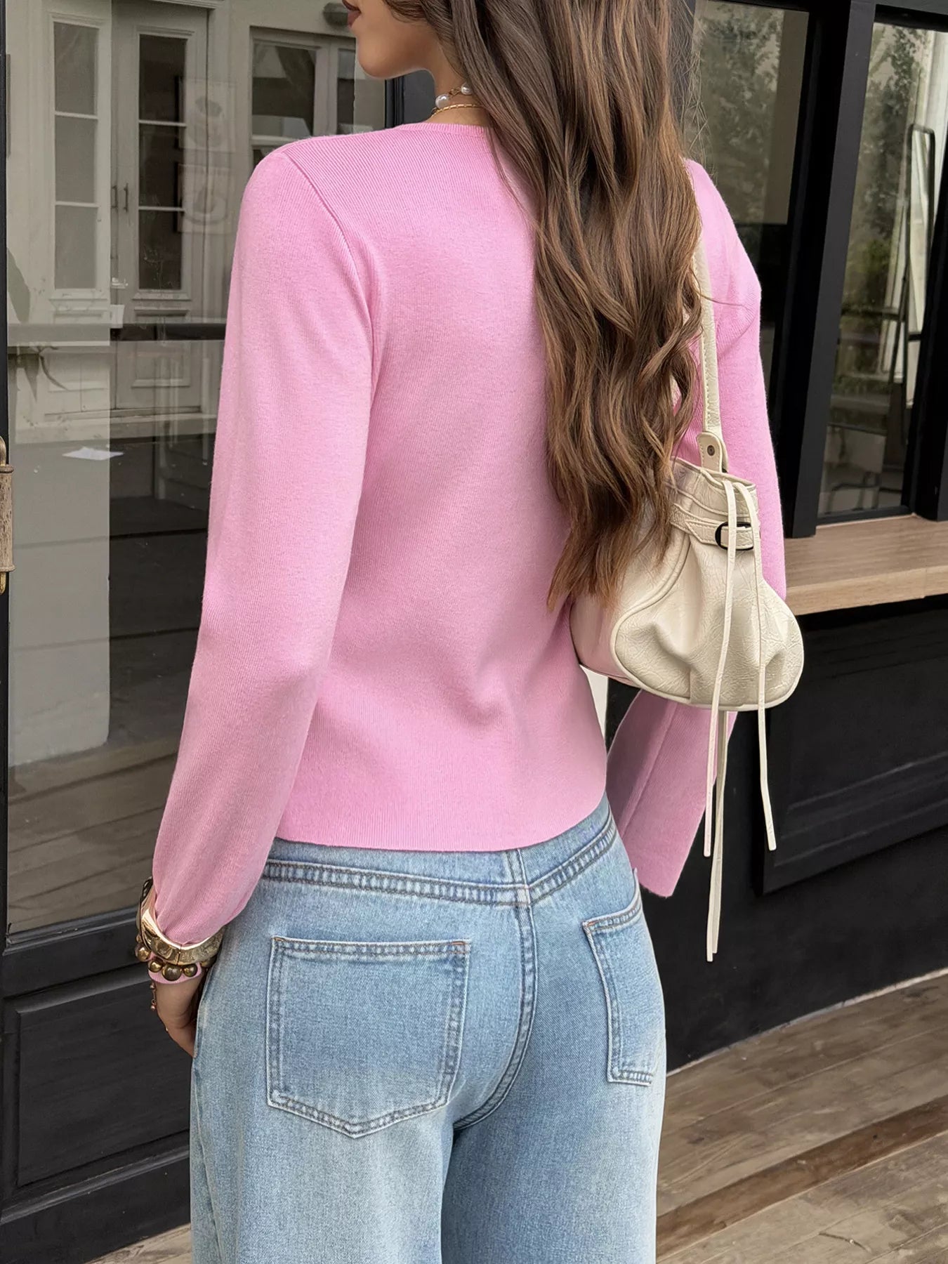Trendsi Button-Up Long Sleeve Cardigan -