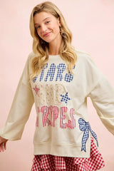 Trendsi BiBi 4th Of July Stars And Stripes Patches Sweatshirt -