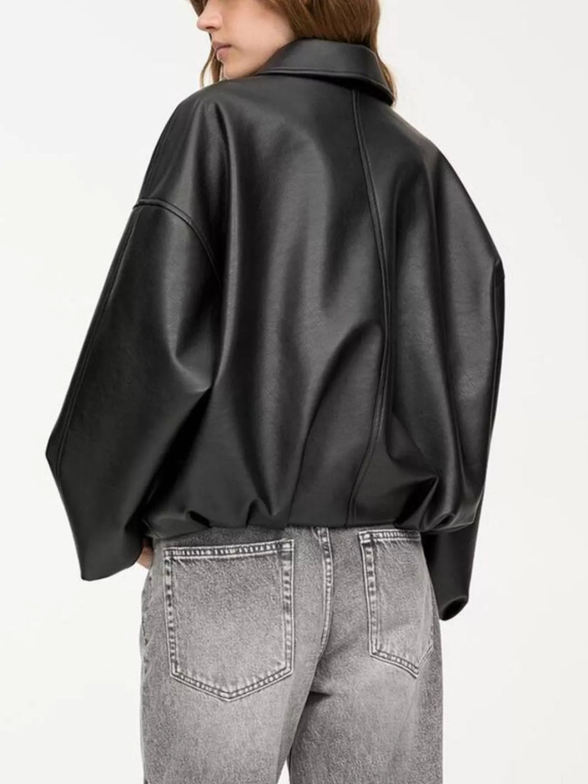 Trendsi Faux Leather Zip Up Jacket -