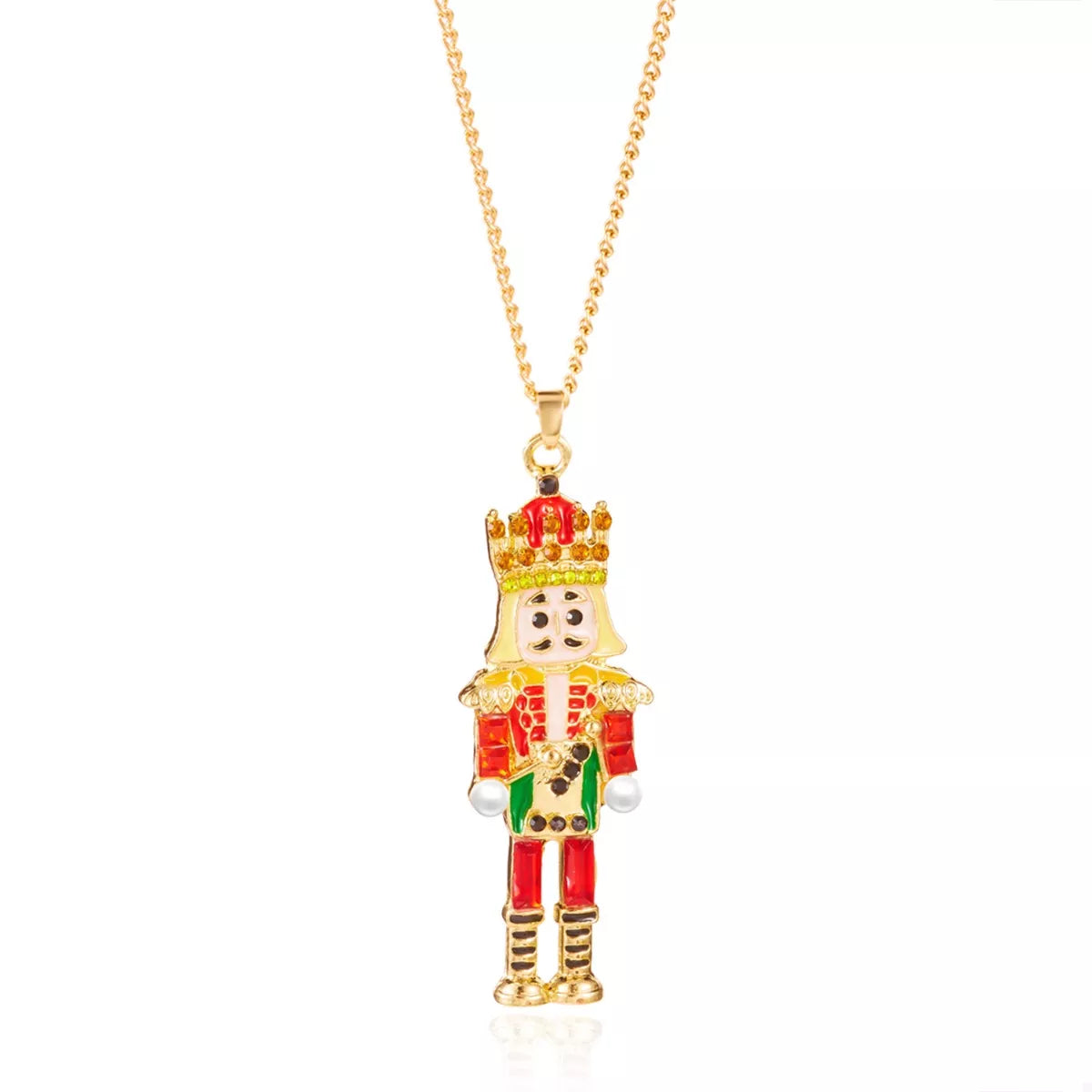 Trendsi Christmas 18K Gold-Plated Nutcracker Pendant Necklace -