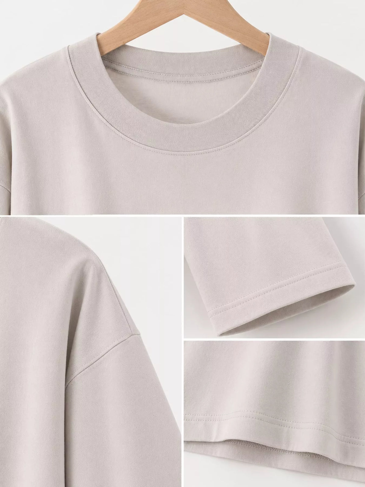 Solid Long-Sleeve Crew Neck T-Shirt — garment construction details