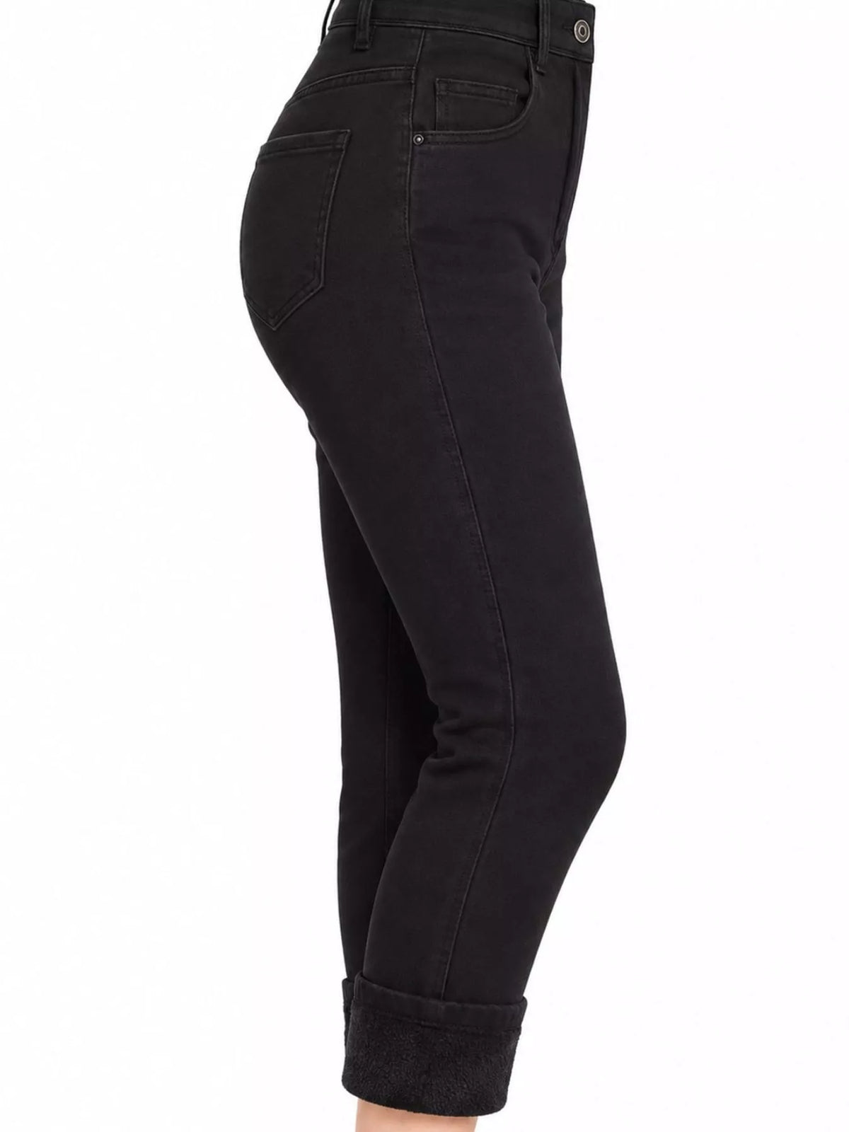 High-Waisted Slim-Fit Stretch Fleece Jeans — side view