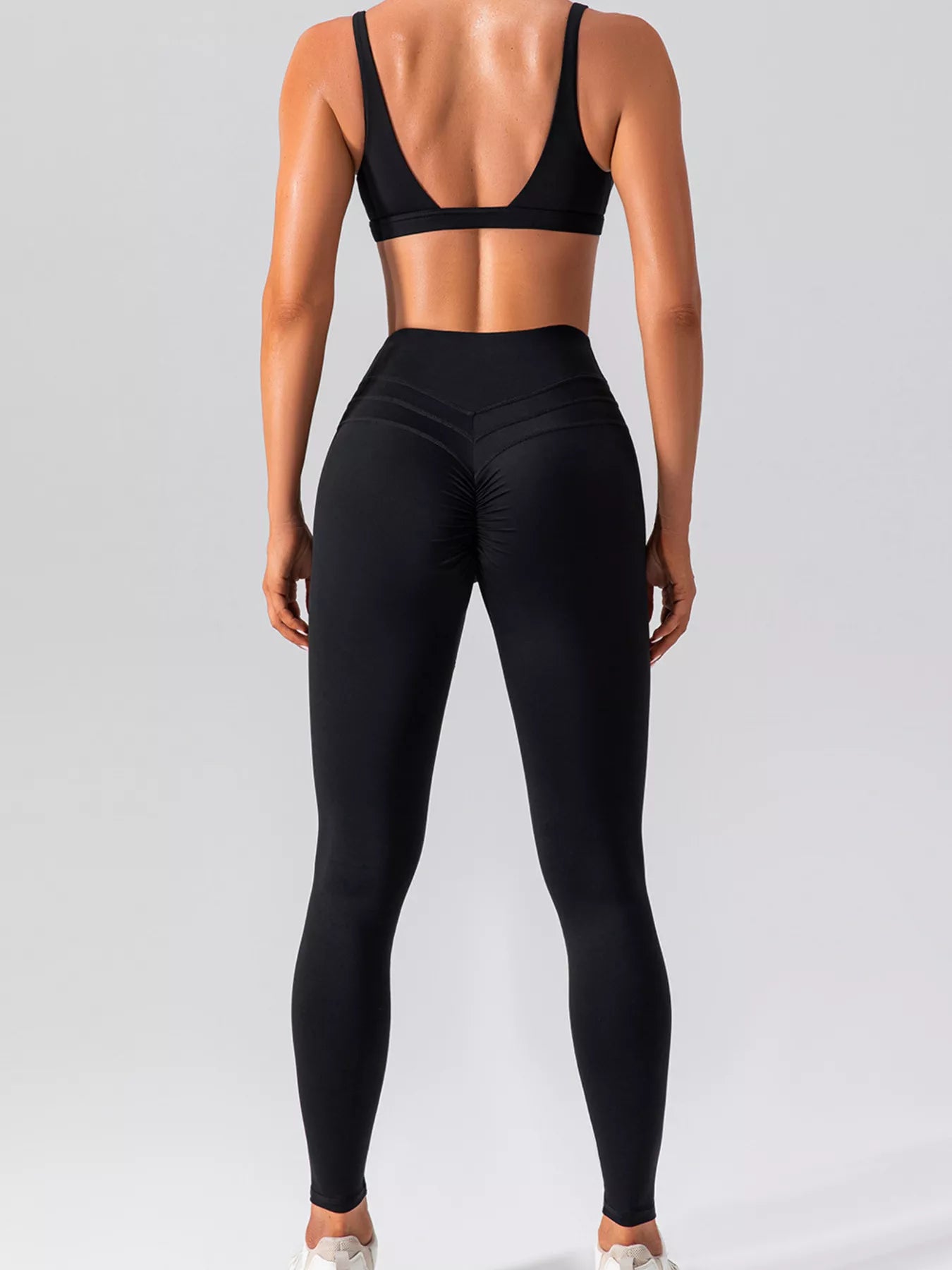 Trendsi V-Neck Tank and High-Waisted Seamless Pants Active Set -