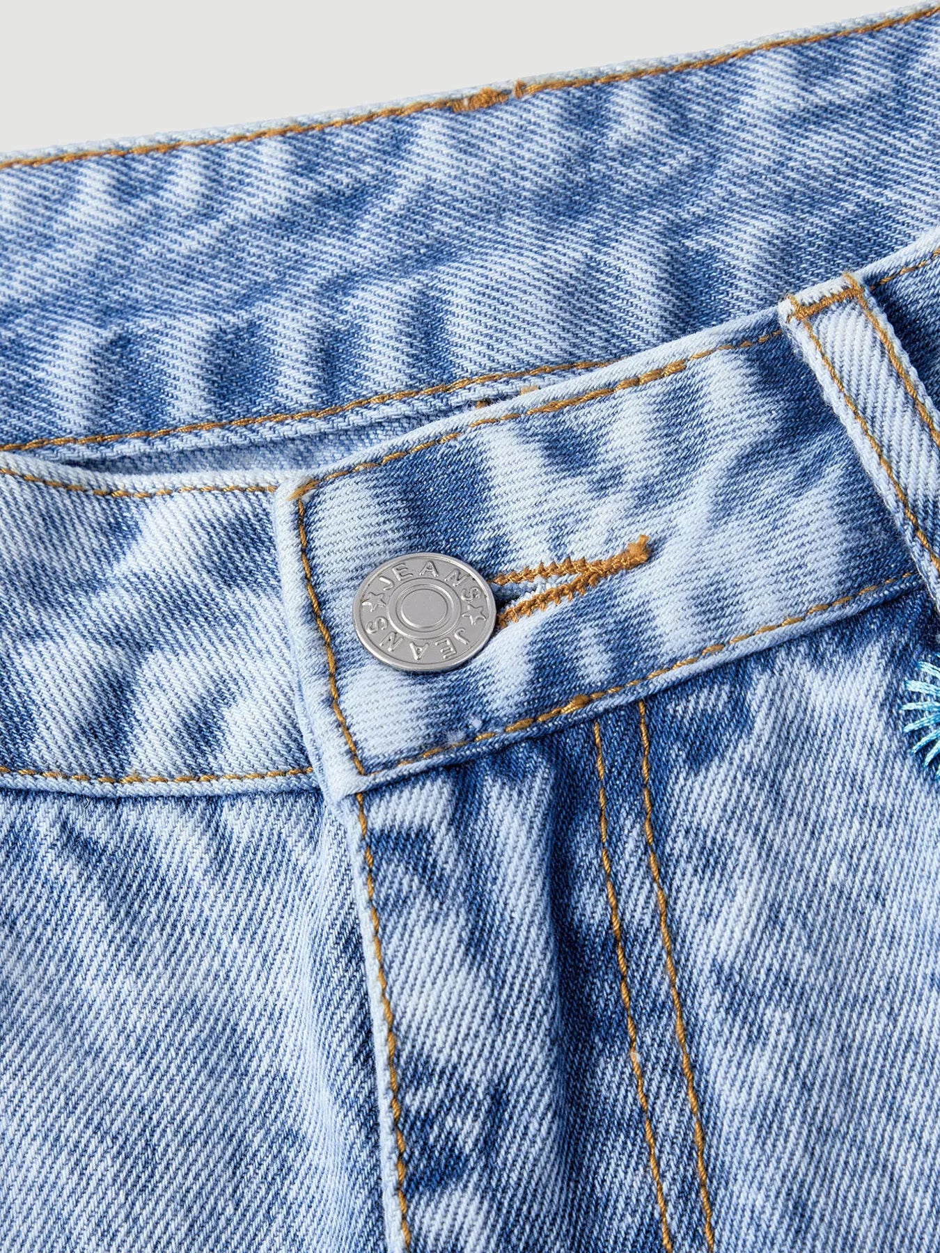Trendsi Embroidered High-Waisted Wide-Leg Jeans -