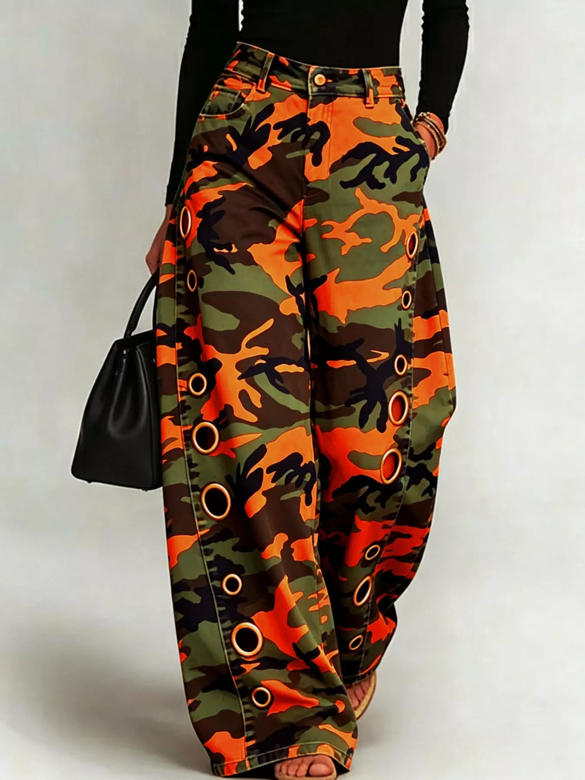 Camouflage Wide-Leg Jeans — front view