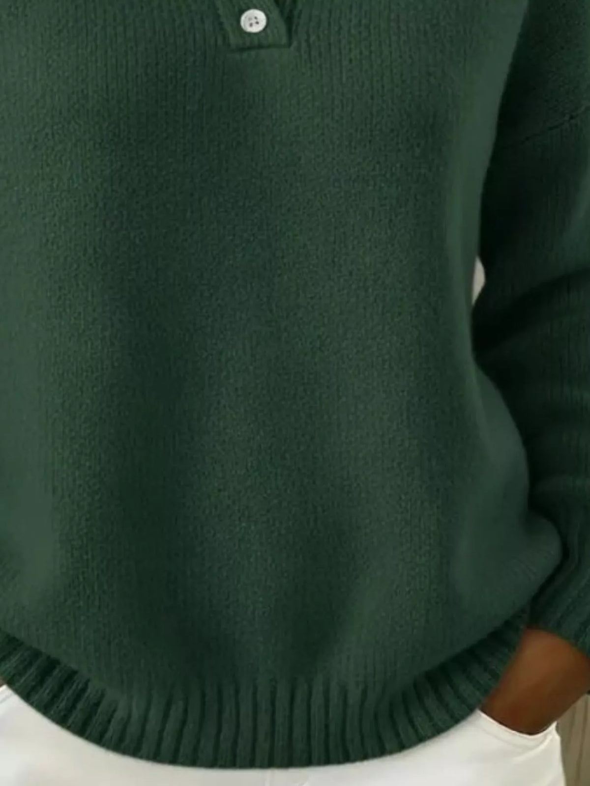 Trendsi Full Size Button Detail Dropped Shoulder Sweater Plus Size -