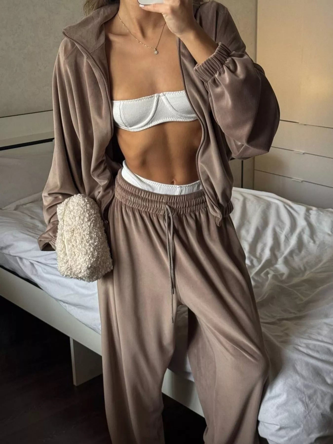 Trendsi Zip-Up Hoodie and Joggers Set -