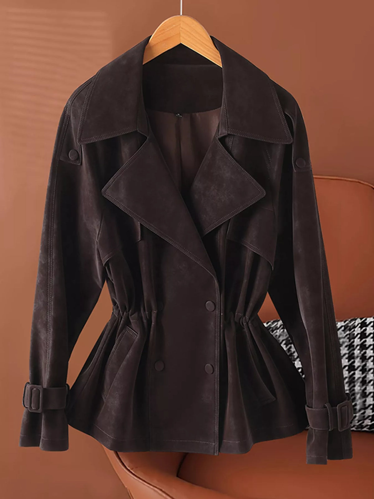 Double Breasted Long Sleeve Jacket — garment front