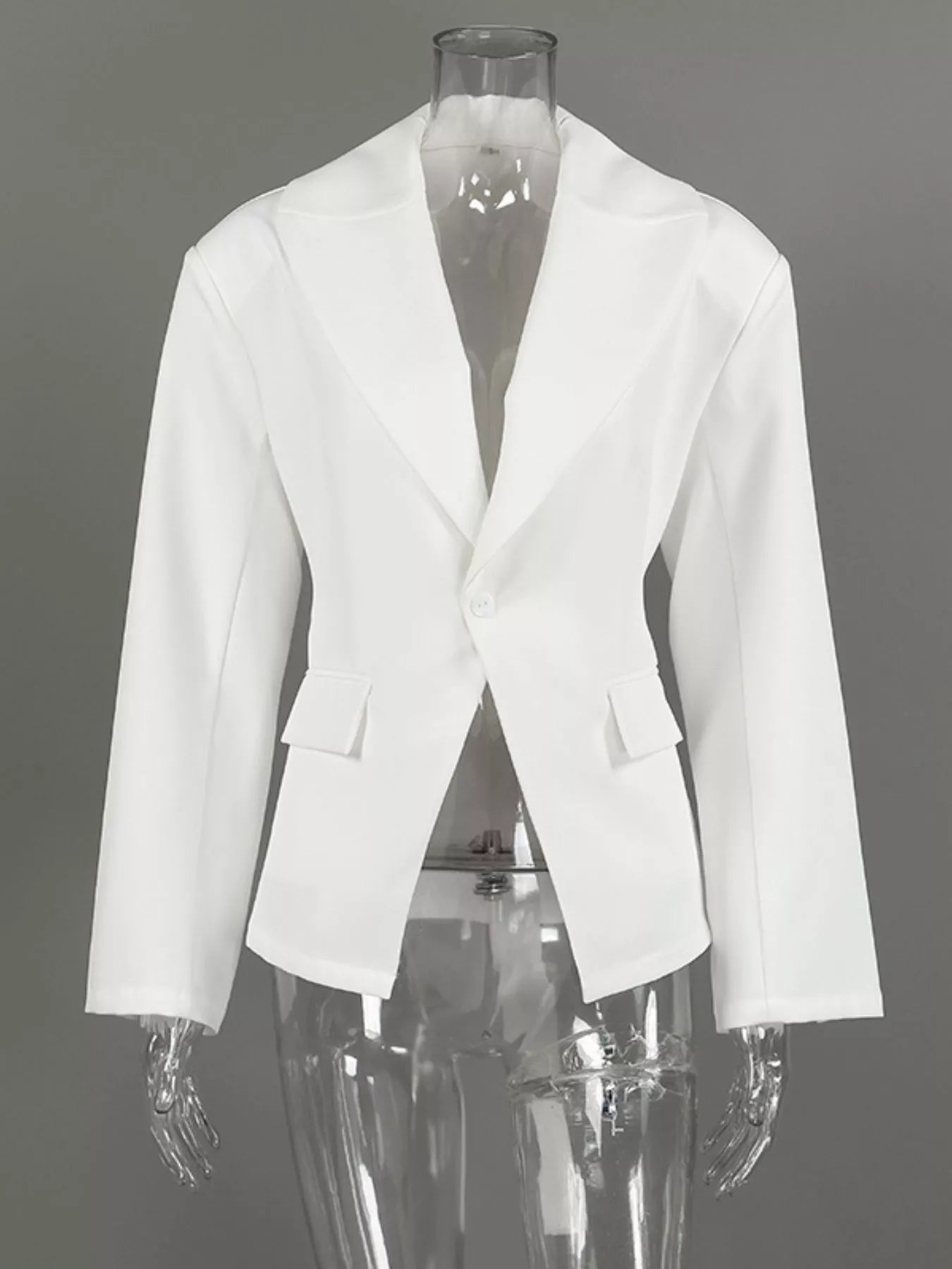 Trendsi One Button Padded Shoulders Blazer -