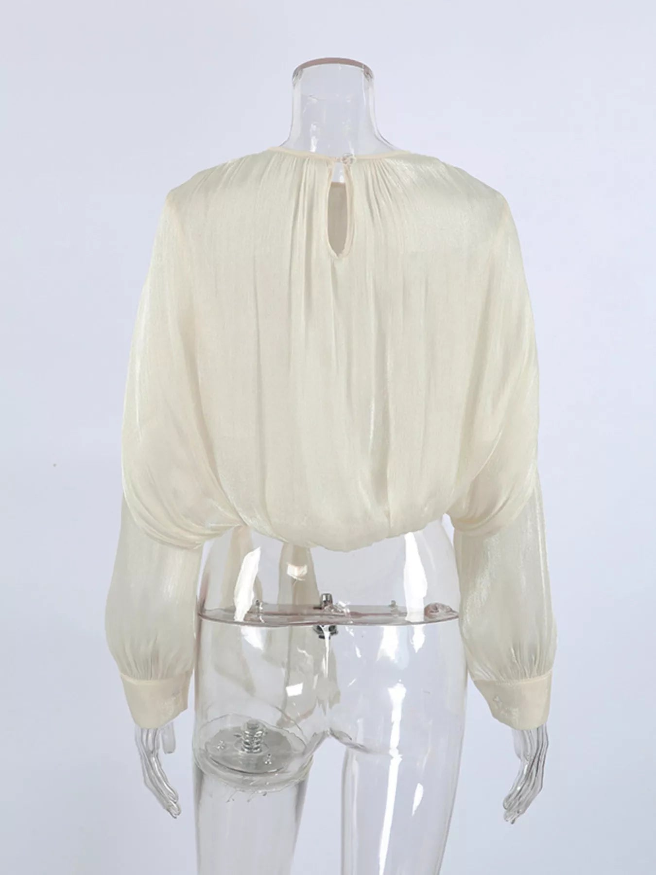 Trendsi Tie-Front Detail Long Sleeve Blosue -