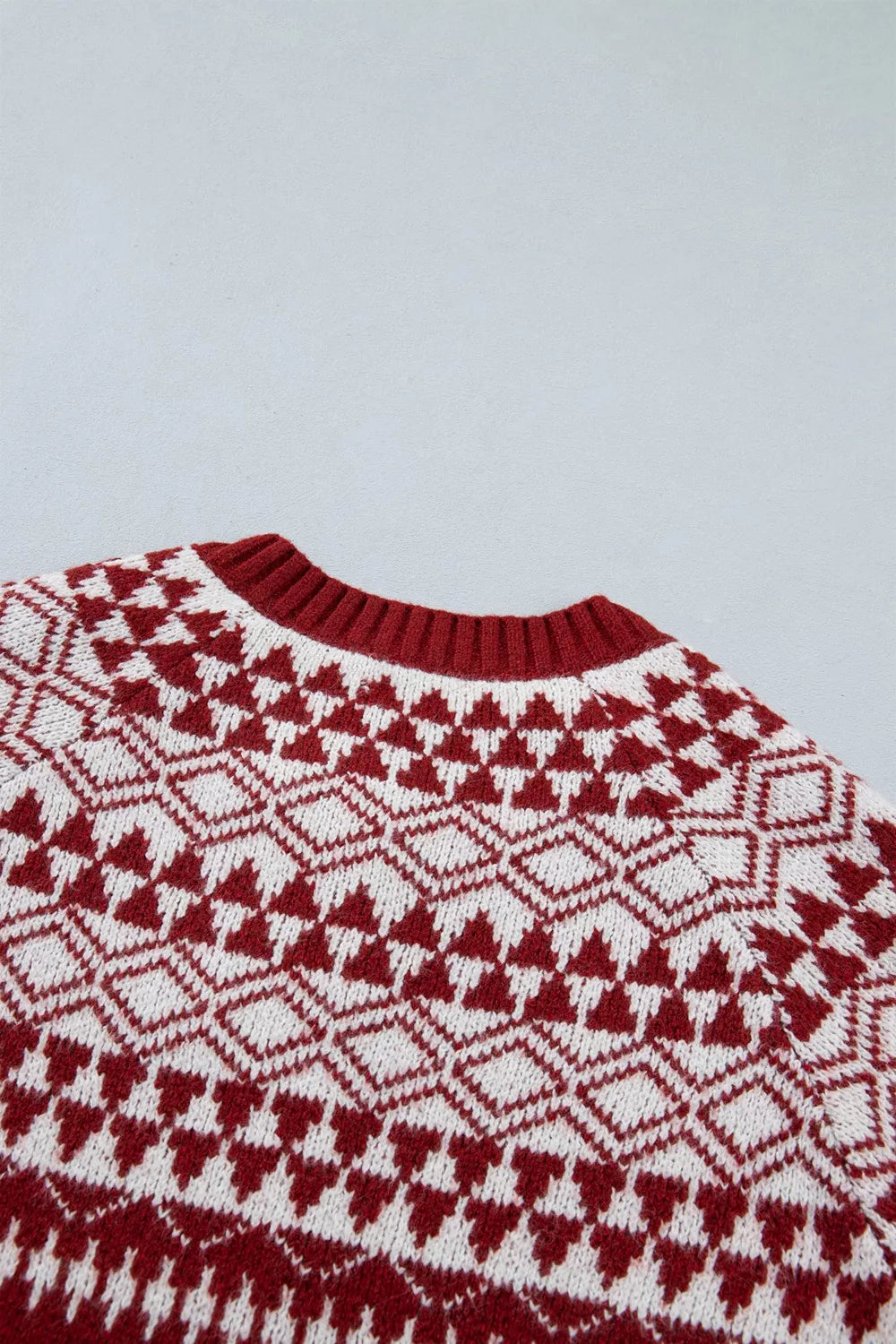 Geometric-print button-front long sleeve cardigan