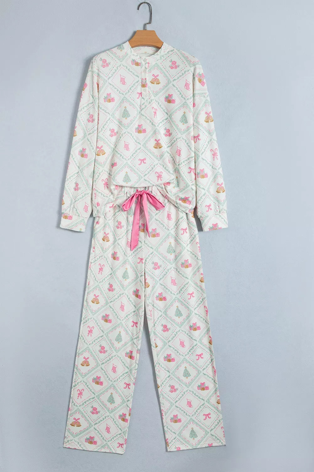 Christmas Long Sleeve Top and Pants Lounge Set, front view