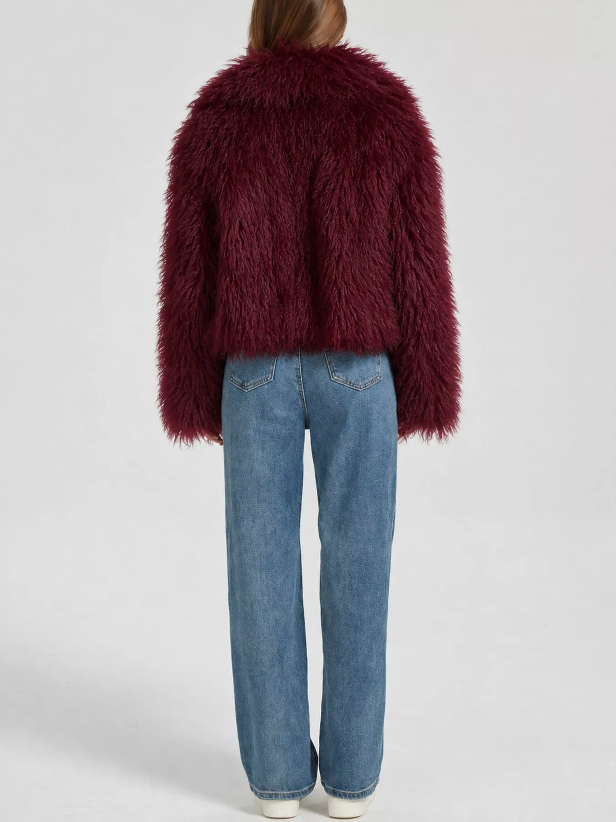 Collared long sleeve jacket, back view