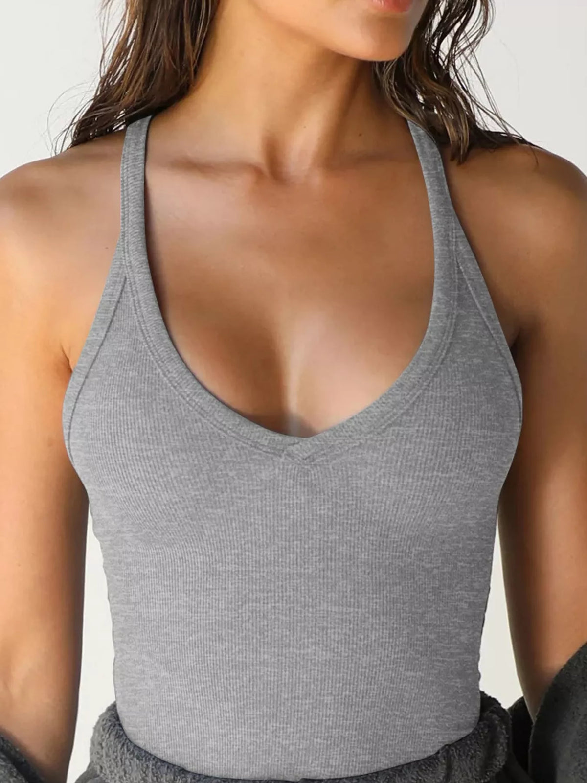 Ribbed Racerback Tank Top — front view