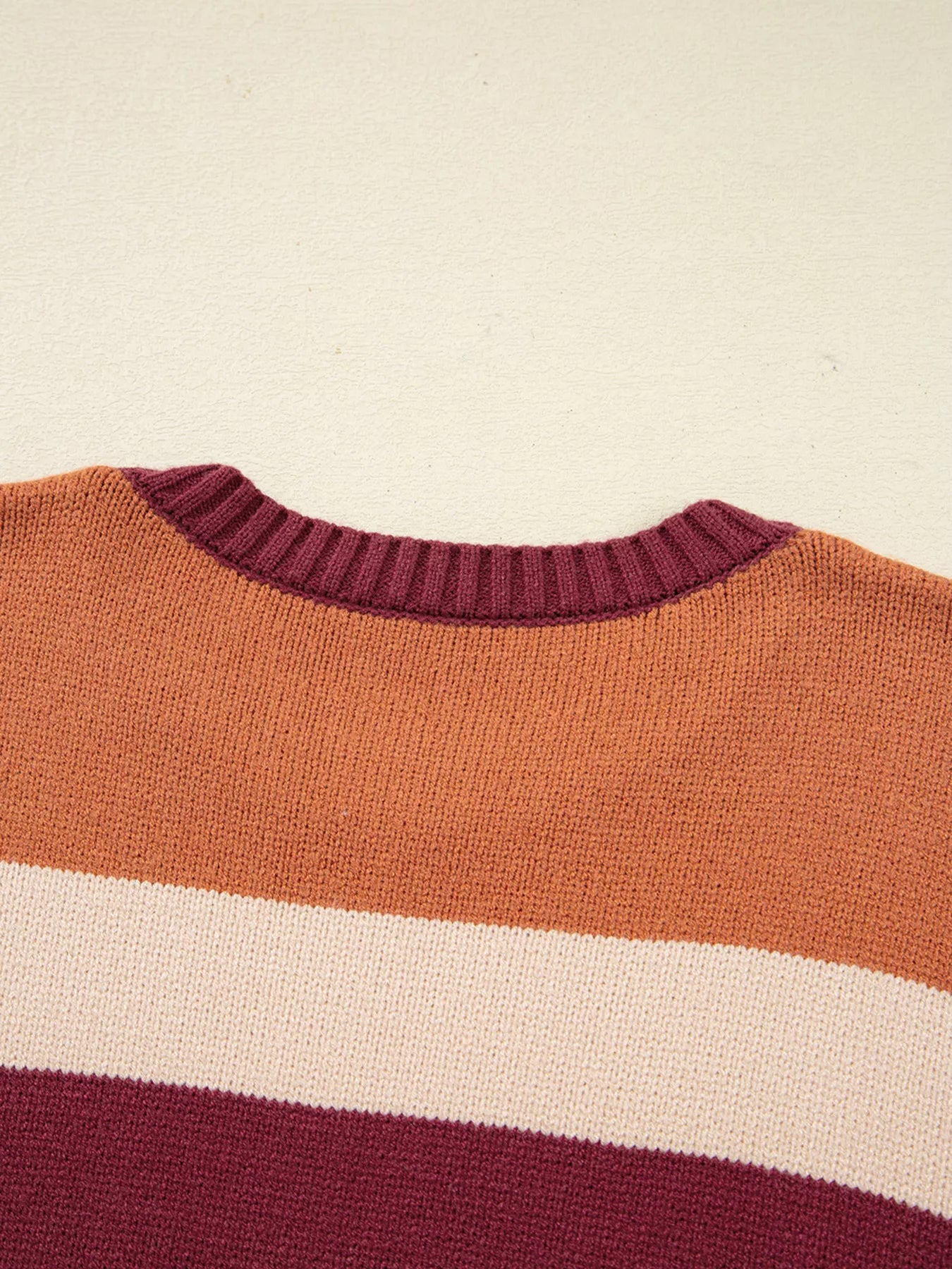 Trendsi Checkered Color Block Knitted Drop Shoulder Sweater -